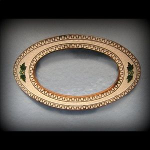 Vintage brass guilloche enamel sash pin with floral and sawtooth design